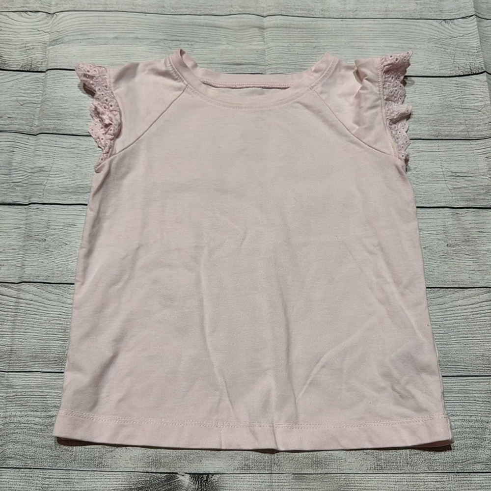 Cat & Jack Light Pink Flutter Sleeve Shirt size Small